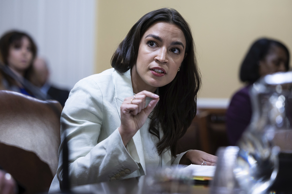 Rep. Alexandria Ocasio-Cortez (D-N.Y.), seen at a House Rules Committee meeting in April, is among the Democrats who criticized New York Gov. Kathy Hochul's decision to delay on congestion pricing in Manhattan.