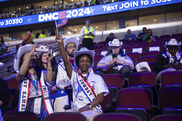 Washington delegates are seen on the convention floor during the Democratic National Convention.