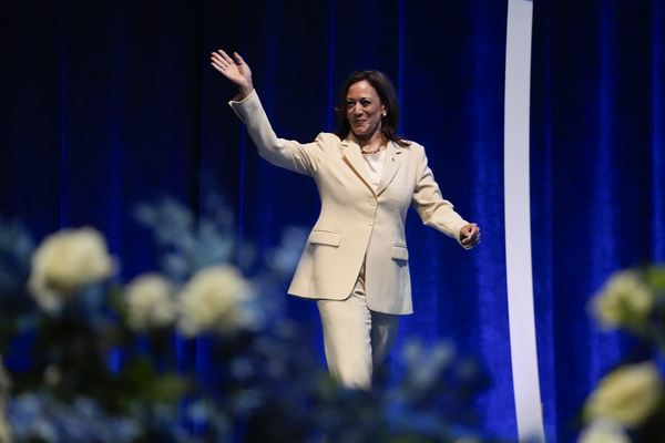 Vice President Kamala Harris arrives at an event in Indianapolis on Wednesday. 