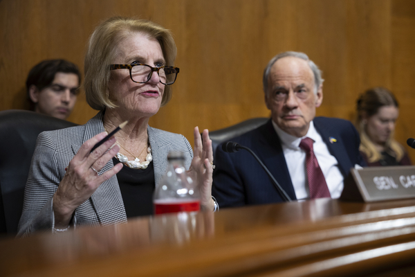 Senate Environment and Public Works ranking member Shelley Moore Capito (R-W.Va.) and Chair Tom Carper (D-Del.).