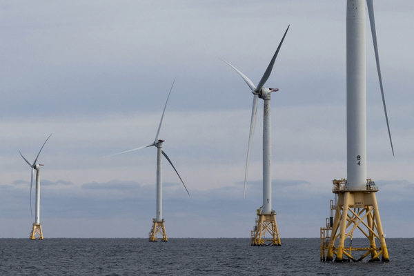 Wind turbines operate off the coast of Block Island, Rhode Island.