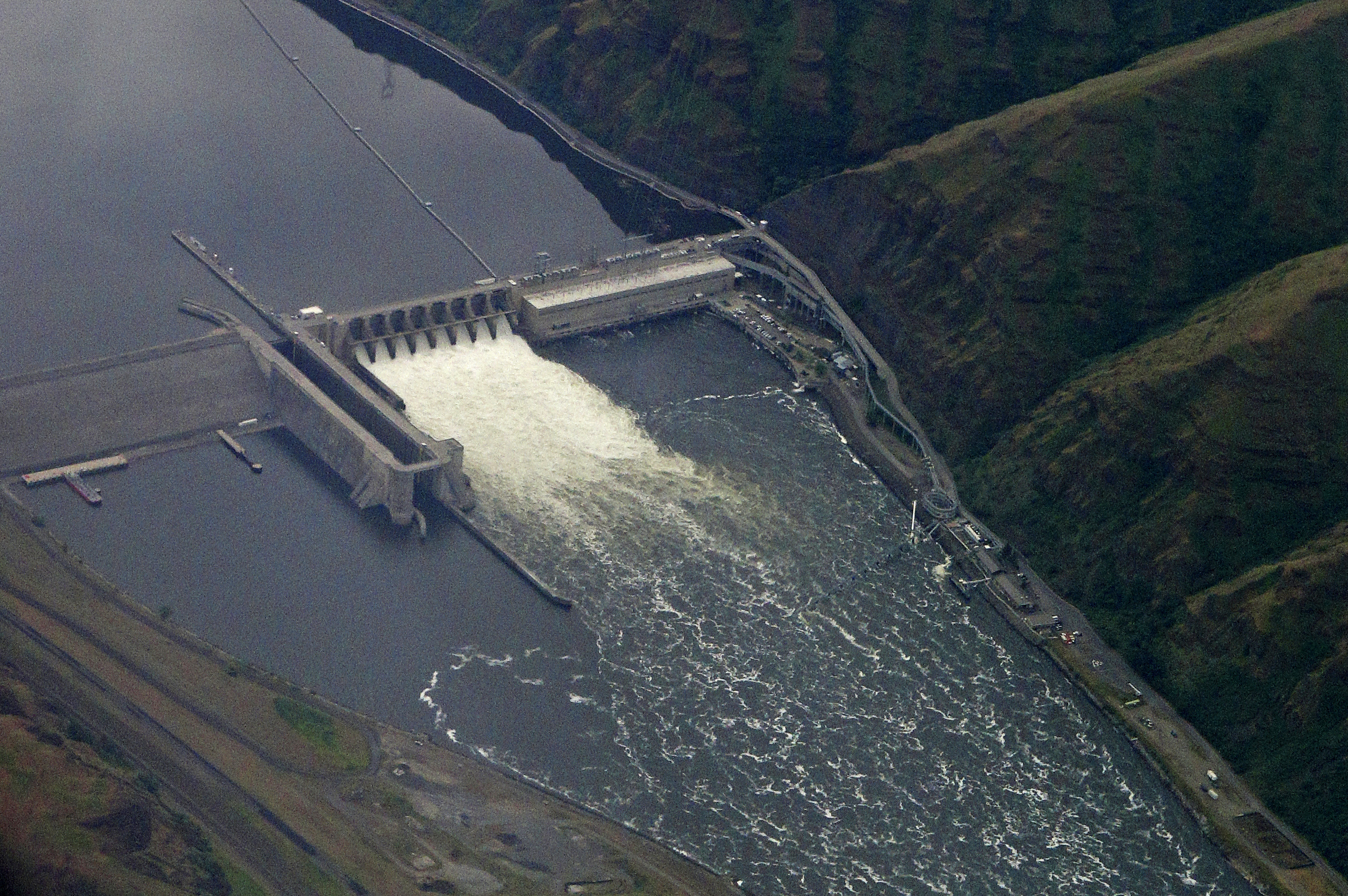 The Lower Granite Dam on the Snake River is seen from the air near Colfax, Washington, in 2019.